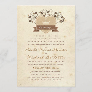 Convite de casamento da crista do livro de