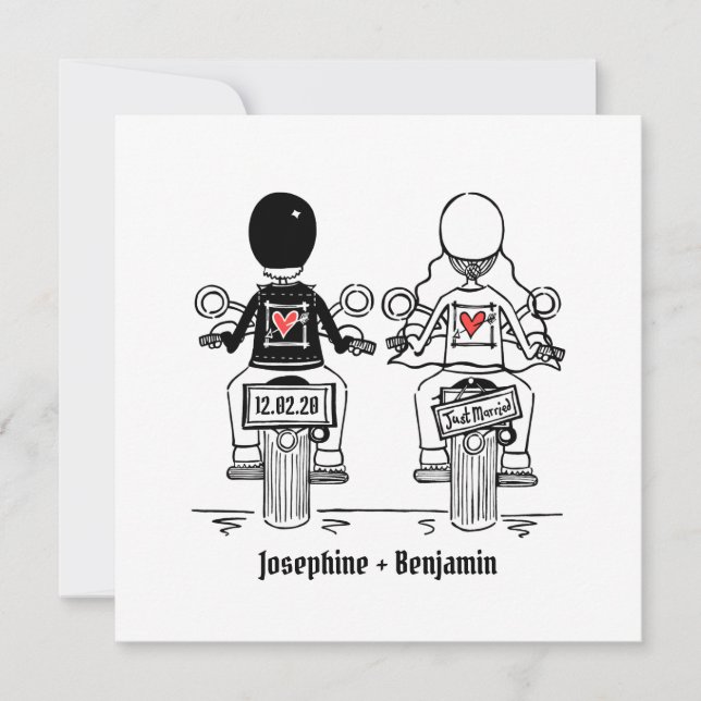 Convite De Casamento Da Noite De Motocicleta Perso (Frente)