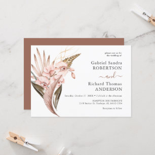 Convite De Casamento Da Orquídea Boho Pampas Terra