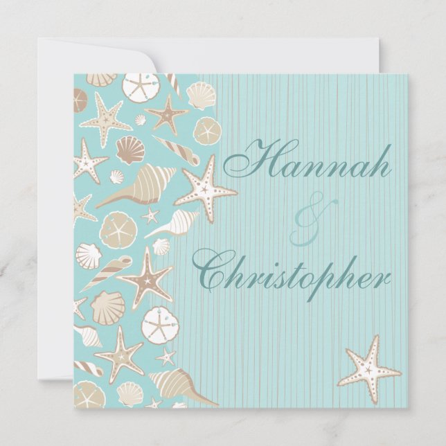 Convite de casamento da praia de Seashell (Frente)