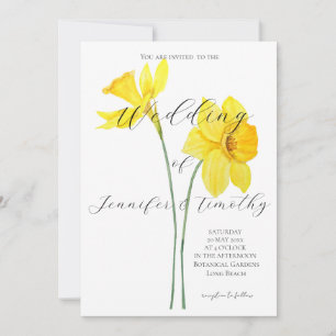 Convite de casamento Daffodils botanicais 2 amarel