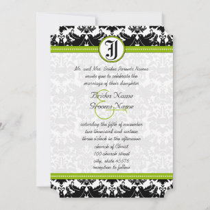 Convite de Casamento Damasco Apple Verde Preto Amo