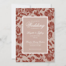 Convite de casamento damasco de ferrugem de cobre