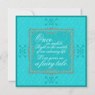 Convite de Casamento Damask Aqua Blue Romance