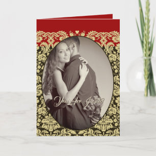 Convite de Casamento Damask Bege-Escolha o Fundo