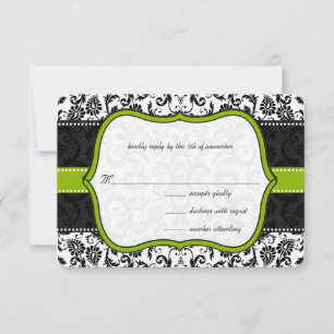 Convite de Casamento Damask Vintage Verde Maçã Pre