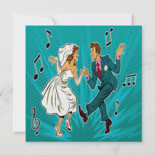 Convite de Casamento Dança Jitterbug Pop Art