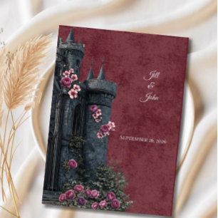 Convite de Casamento Dark Academia Castelo Florais