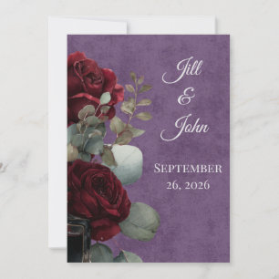 Convite de Casamento Dark Academia Crimson Noir