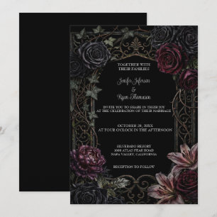Convite de Casamento Dark Floral Gótico para o Hal
