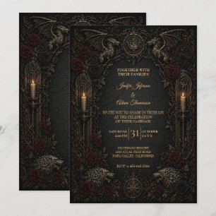 Convite de Casamento Dark GOT Gothic Halloween