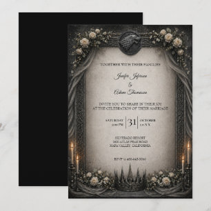 Convite de casamento Dark GOT Gothic no Halloween