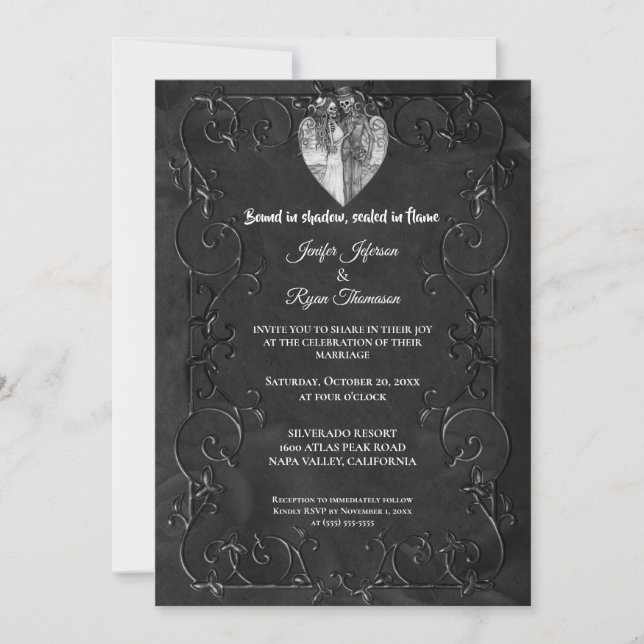 Convite de casamento Dark Gothic Halloween (Frente)