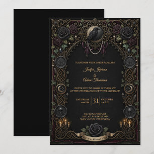 Convite de casamento Dark Gothic Halloween