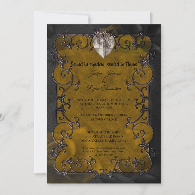 Convite de casamento Dark Gothic Halloween (Frente)