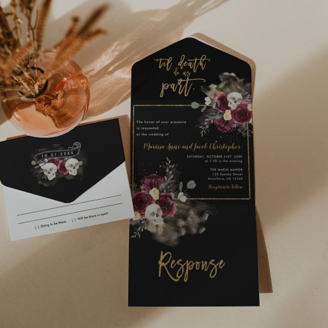 Convite de Casamento Dark Romance Gótico Tudo em U (Criador carregado)