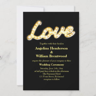 Convite de casamento das luzes da marca - preto