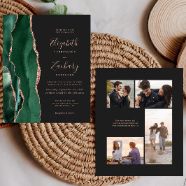 Convite de Casamento de 4 Fotos Orçamento Verde Ro