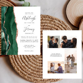 Convite de Casamento de 4 Fotos Orçamento Verde Ro