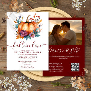 Convite de Casamento de Abóbora em Foto QR de Outo
