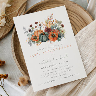 Convite de Casamento de Abóbora Floral de Outono M