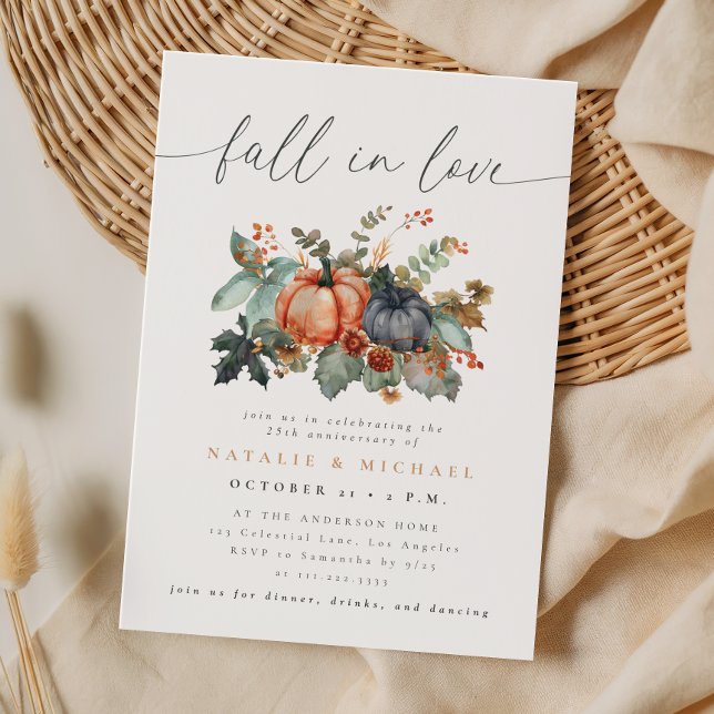 Convite de Casamento de Abóbora Floral de Outono M (Criador carregado)