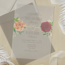 Convite de Casamento de Acrílico Boho Floral Borgo