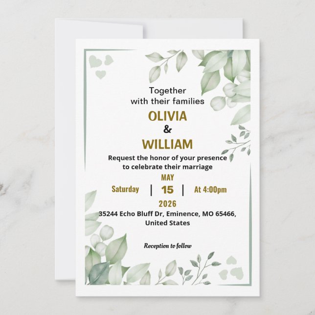 Convite de Casamento de Acrílico Elegante Minimali (Frente)
