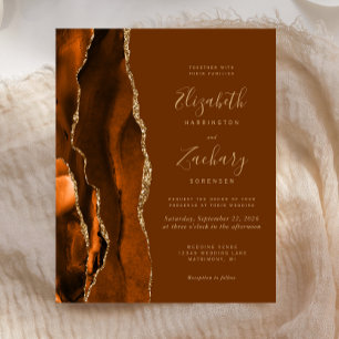 Convite de casamento de Agar Castanho Dourado Lara