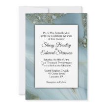 Convite de Casamento de Agato de Marble Azul