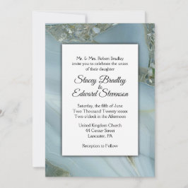 Convite de Casamento de Agato de Marble Azul