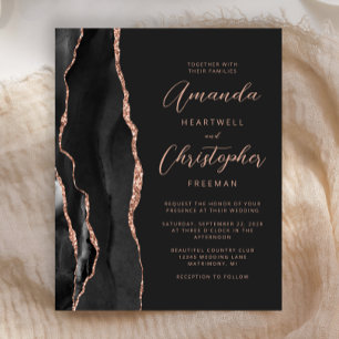 Convite de casamento de Aglomerado Dourado de Rosa