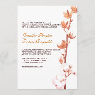 Convite De Casamento De Algodão Floral