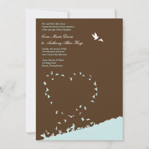 Convite de casamento de amor azul