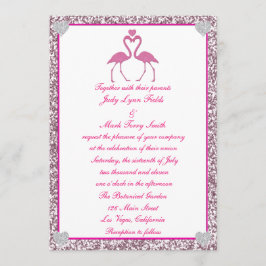 Convite De Casamento De Amor Com Flamingo Faux Ros