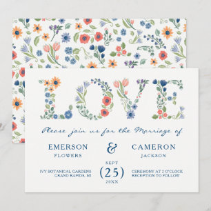 Convite de Casamento de Amor Floral