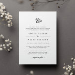 Convite de Casamento de Ampersand Monograma<br><div class="desc">Personalize este convite de casamento clássico e elegante com seu monograma ou duograma junto com um guião decorativo. Adicione seus detalhes de casamento abaixo em eterno preto com acentos de script de caligrafia. Uma bela escolha em preto clássico e branco para casamentos formais em qualquer estação. Texto e layout alternativos...</div>