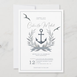 Convite de casamento de ancoragem náutica