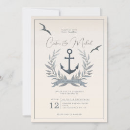 Convite de casamento de ancoragem náutica