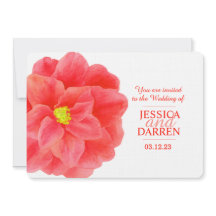 Convite de casamento de aquarela da camellia verme