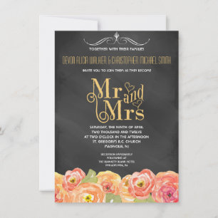 Convite de casamento de Aquarela Floral de Queda