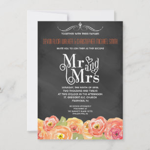Convite de casamento de Aquarela Floral de Queda