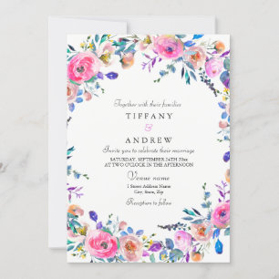 Convite de casamento de Aquarela Floral Rosa Tropi