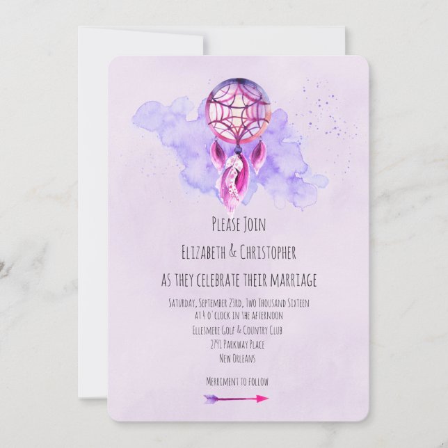 Convite de casamento de Aquarela Puro-Rosa de Drea (Frente)