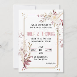 Convite De Casamento De Arboreal Floral Elegante