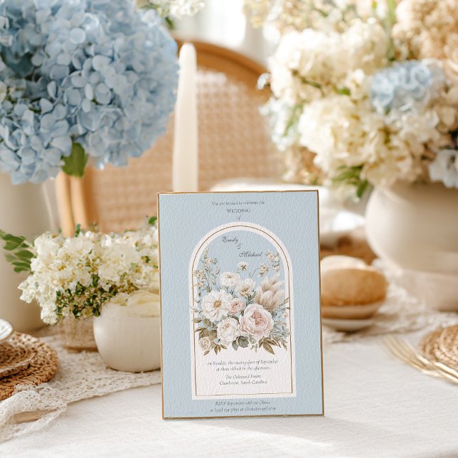 Convite De Casamento De Arca Floral Neutral Elegan (Criador carregado)