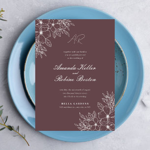 Convite De Casamento De Arte De Linha Floral