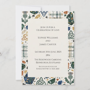 Convite de Casamento de Arte Folclórica Escocesa