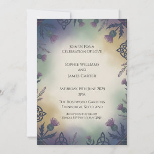 Convite de Casamento de Arte Folclórica Tartan