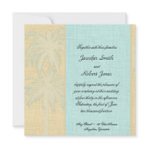 Convite De Casamento De Árvores De Palmeiras Azuis